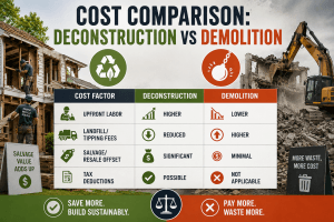 Cost Comparison: Deconstruction vs Demolition